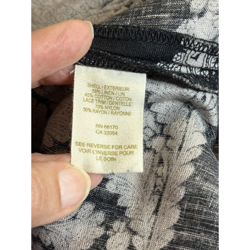 FREE People Linen Blend Black Taupe Embroidered Peacock Mini Boho Dress Sz 12 - Picture 9 of 10